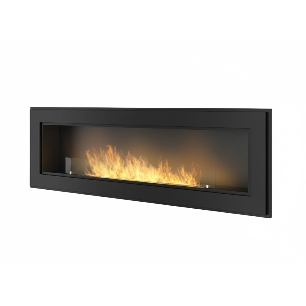 Caminetto a Bioetanolo Frame 1500 SimpleFire da incasso con Vetro - Nero Opaco