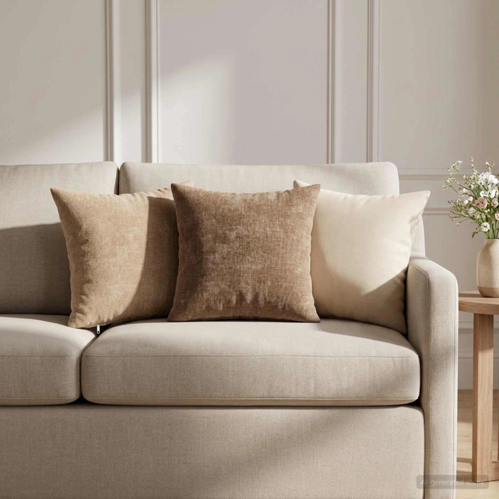 Federa 6 pz HEERLEN Crema 35 x 35 cm Tessuto Chenille 908126