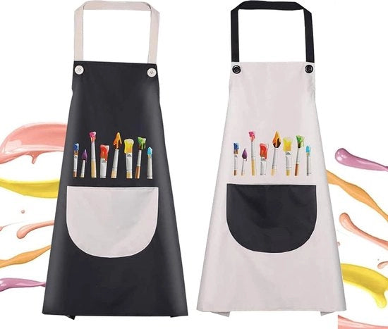 Set di due schorti per bambini in tessuto elastico impermeabile con tasca - schorti per bambini da 6 a 8 anni - nero - pittura e contenitori per DIY