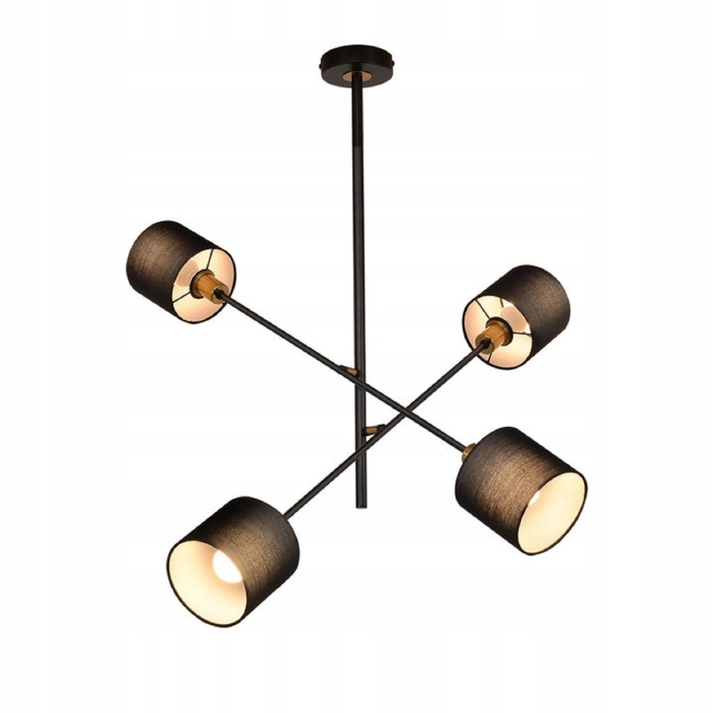 Lampada a sospensione ZMH metallo 4 Luci nero E14 retr¨° paralume per sala da pranzo soggiorno diametro 85 cm