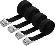 Cinturoni di trazione, 4 pezzi, 150 kg, 4 metri, cinturoni di trazione, larghezza 20 mm, cinturoni di trazione, cinturoni di trazione regolabili con chiusura a morsa per trasporto, carico, bagaglio, campeggio - nero