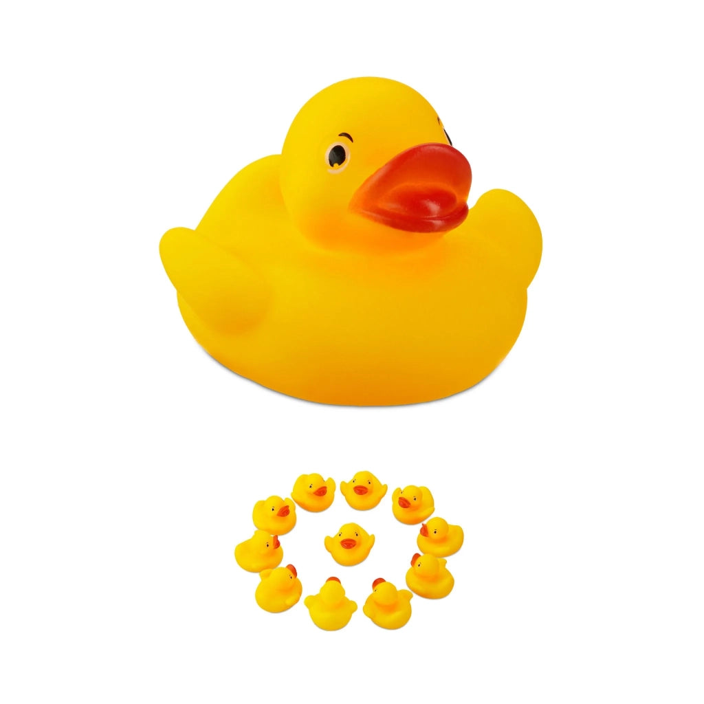 Set di 12 simpatici paperelle da bagno 5 x 6 x 5 cm giocattoli divertenti per bambini in PVC giallo 13_0004243
