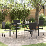 Set Pranzo Giardino  5 Pezzi Nero Polyrattan