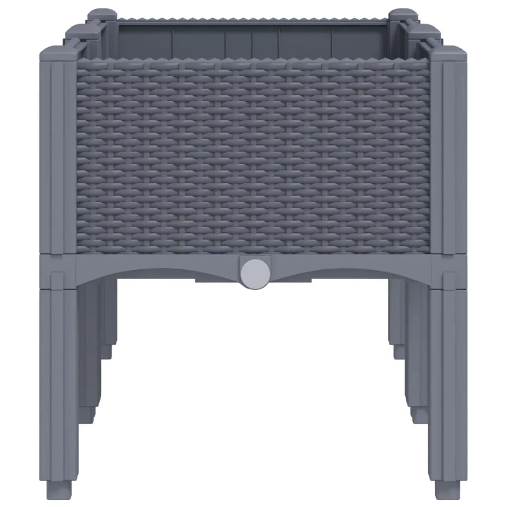 Fioriera rialzata per piante fiori patio giardino con gambe 80 x 40 x 42 cm PP grigio 02_0038169