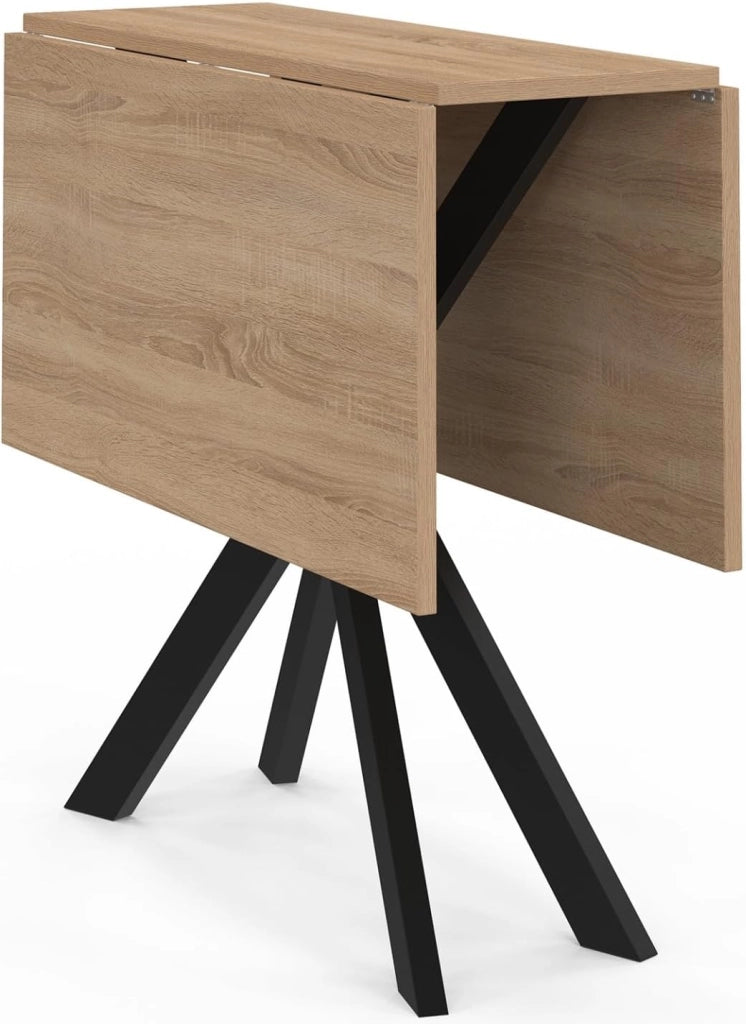 Consolle pieghevole per 2-4 persone ALIX con gambe in legno e ragno nero 103 x 76 cm
