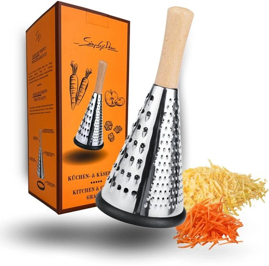 Raspante per cucina a forma cilindrica – Manico in quercia, acciaio inox, ergonomico, 3 facce taglienti, Raspante per parmigiano, Raspante per formaggio, Raspante per limone, stile e versatilità – Ideale per cuochi casalinghi e professionisti