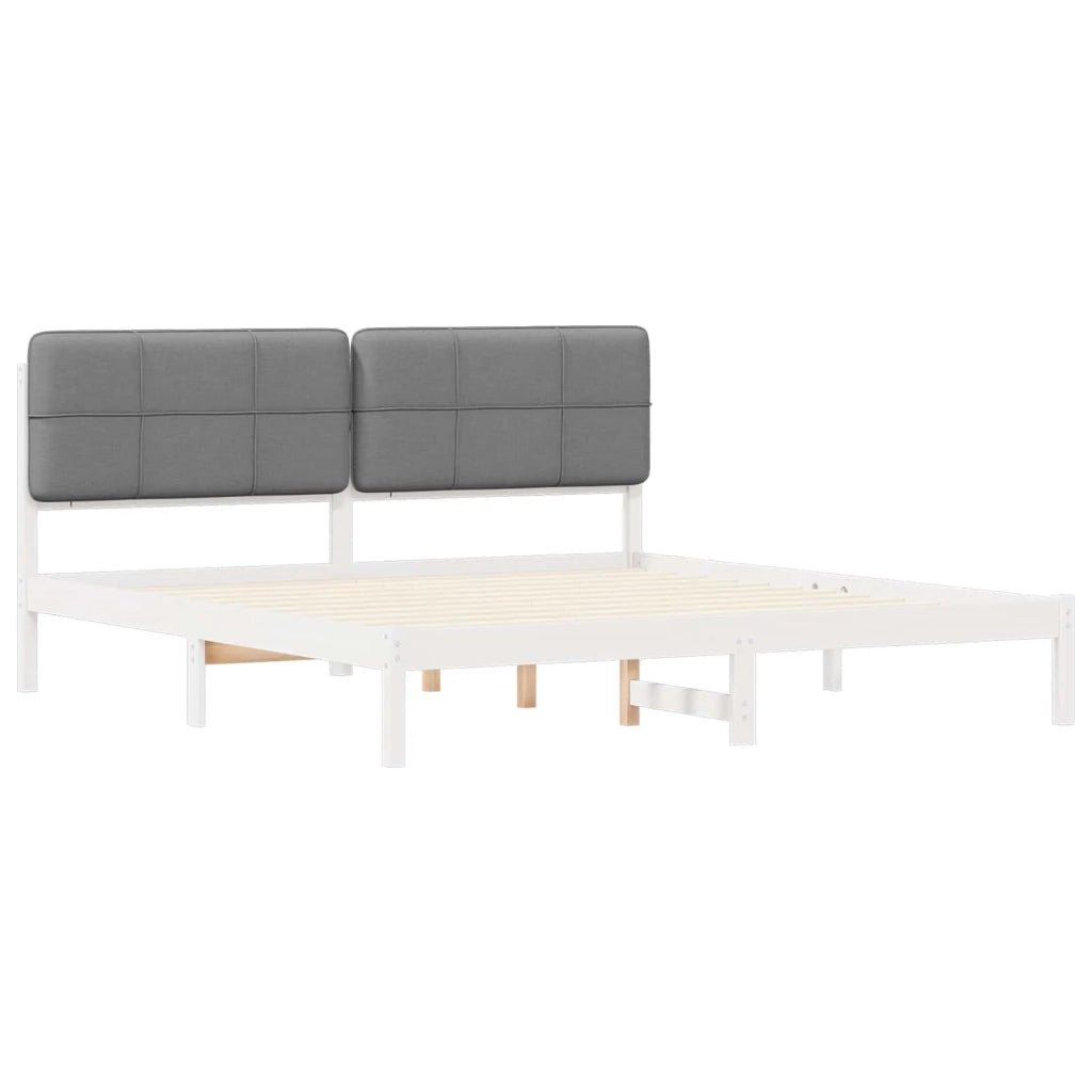 Letto con Testiera Rivestita Grigio chiaro 200 x 200 cm