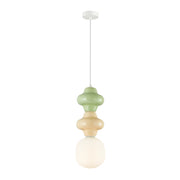 Sospensione Art Déco ceramica giallo/verde Ø18 E14 Italux