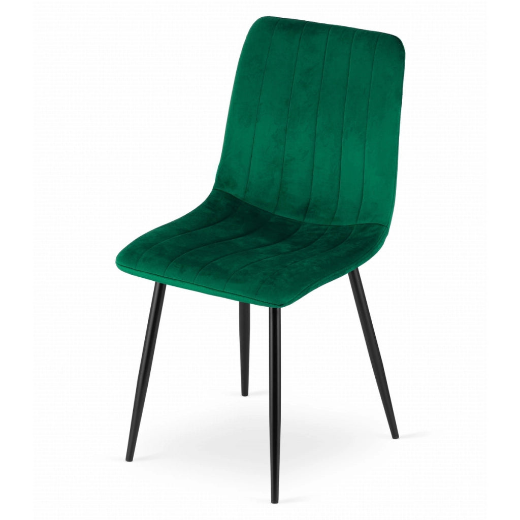 Set di 3 sedie Lava in velluto verde scuro con gambe nere