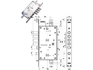 SERRATURA TRIPLICE INFILARE MULTIF. SCROCCO D/MAPPA BLINDATE 54795  mm.63 DX (54795D)    MOTTURA