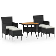 Set Mobili da Pranzo per Giardino 5 pz | Set Salotto da Giardino Polyrattan e Acacia Nero