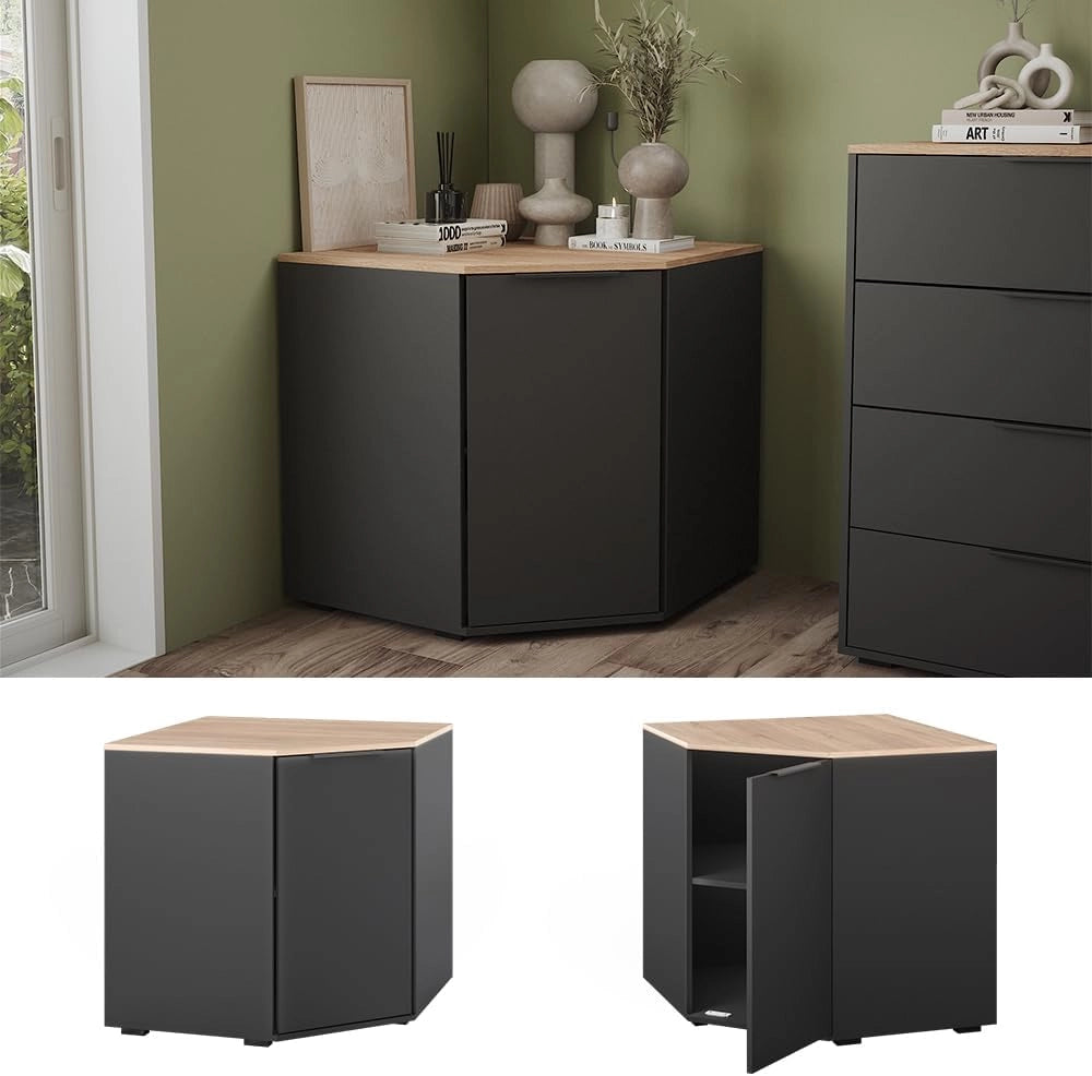 Credenza Betti, Antracite/Sonoma, 77.9 x 77.9 cm con 1 porta, per riporre abiti e oggetti di uso quotidiano