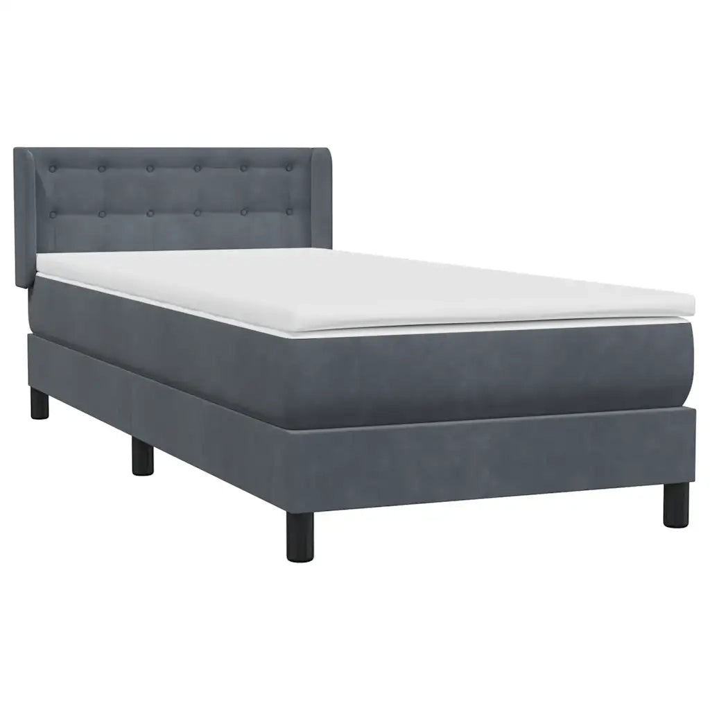 Giroletto a Molle con Materasso Grigio Scuro 80x210 cm Velluto
