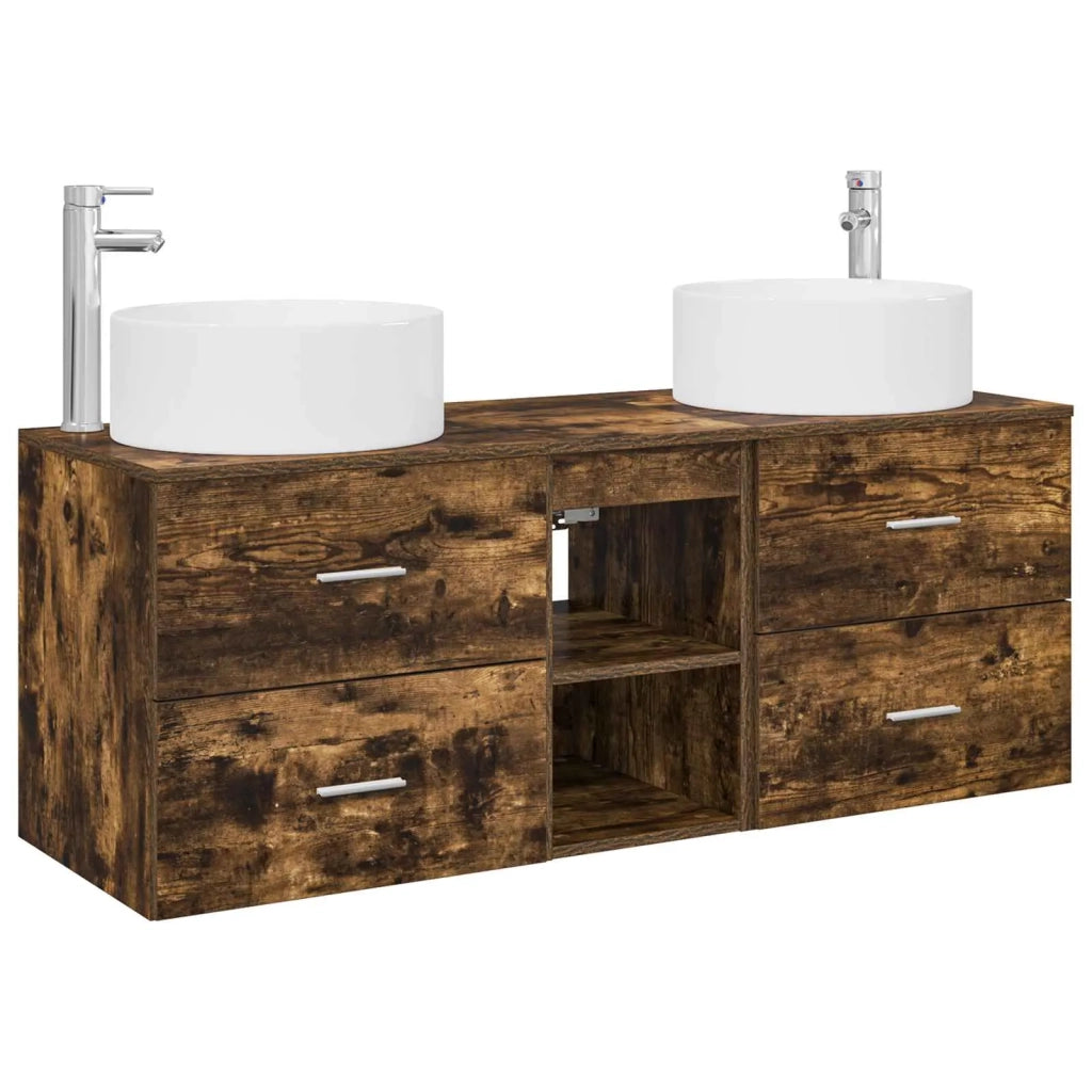 Set di mobili per il bagno 3 pz Rovere Fumo 3405951