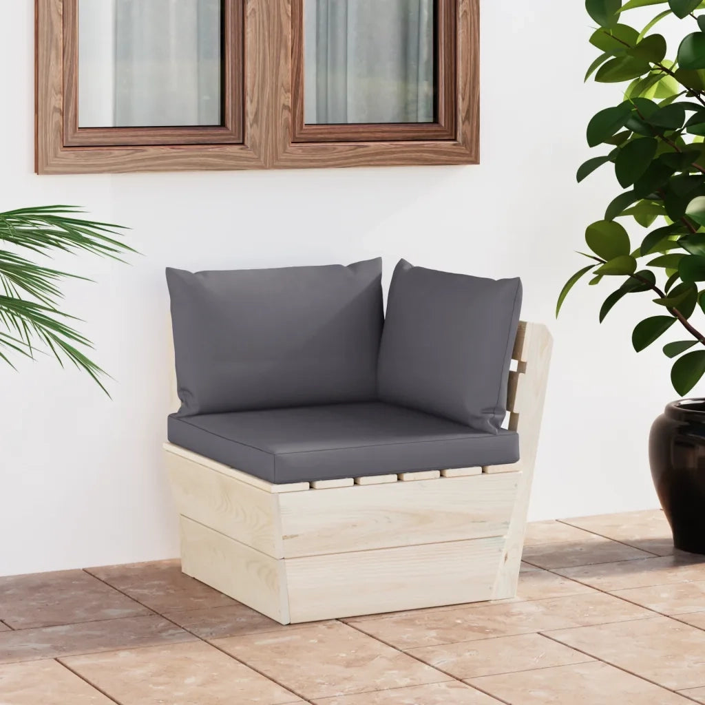 Divano Angolare da Giardino su Pallet e Cuscini Legno di Abete 3063348
