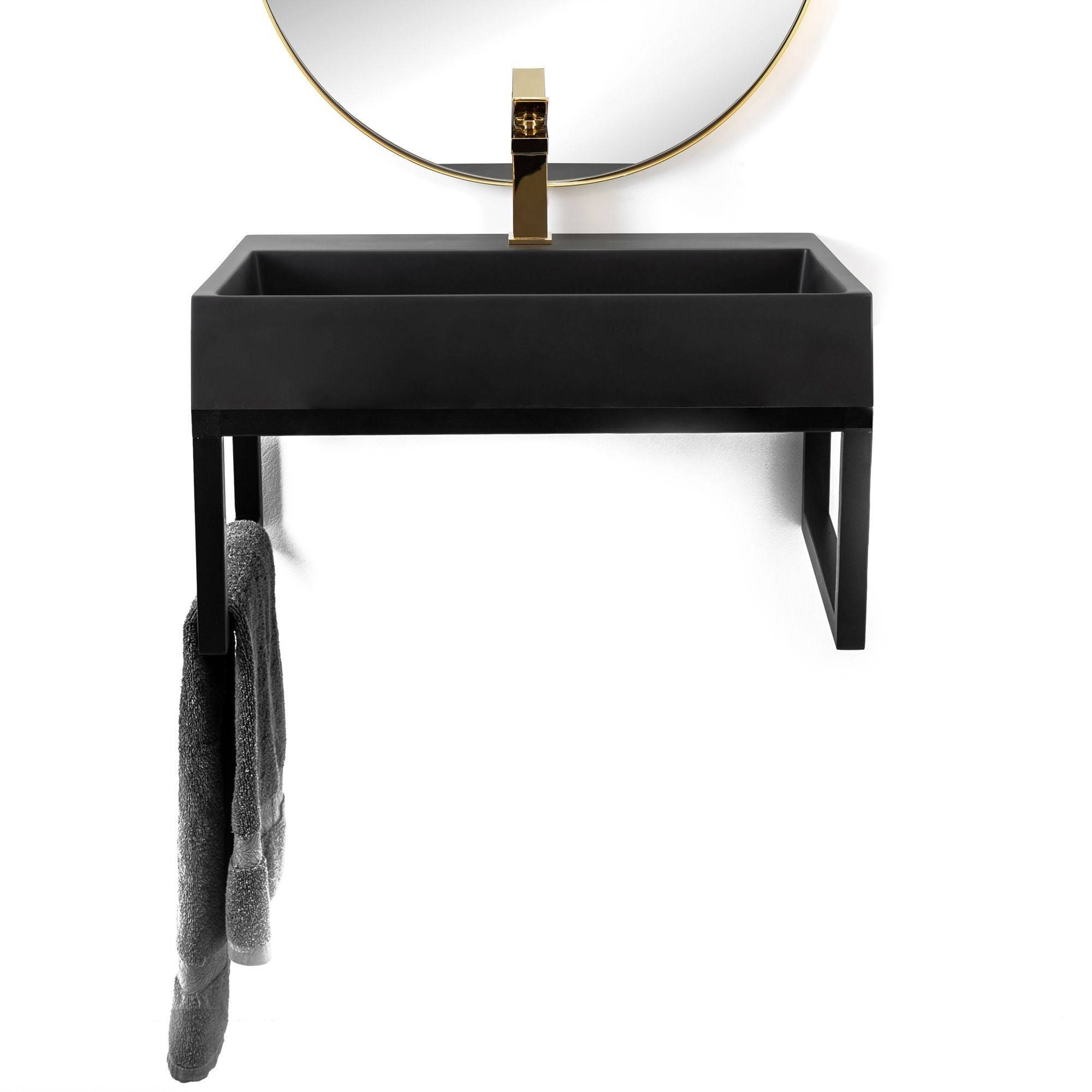 Lavabo In Conglomerato Goya Black Mat60cm + Telaio