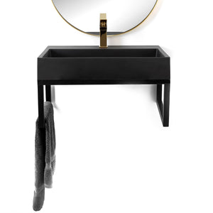 Lavabo In Conglomerato Goya Black Mat60cm + Telaio