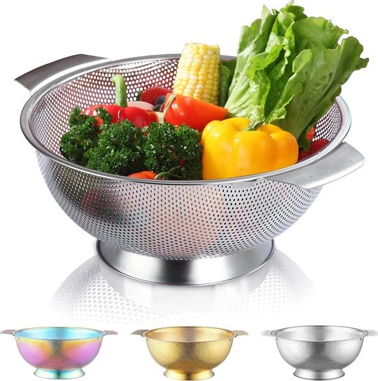 Vergiet in acciaio inossidabile da 285 cm con maniglie pesanti - base di rilascio automatico in acciaio per pasta spaghetti frutta verdura ortaggi noodle insalate