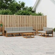 Set di divani da esterno 7 pcs Naturale e Grigio chiaro