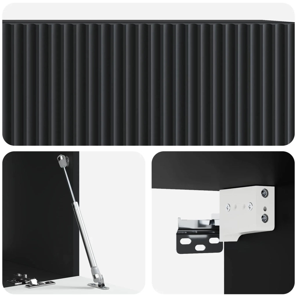 Mobile Porta TV da Muro-Credenza per TV sospesa Nero 78,5 x 41 x 30 cm 337097