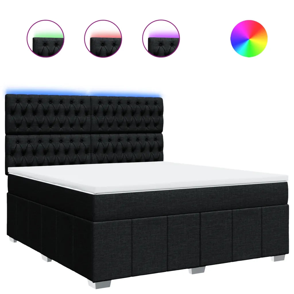 Giroletto a Molle con Materasso Nero 180x200 cm in Tessuto