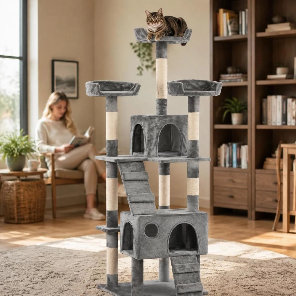 Cat Scratching Post With Sisal Scratching Columns, 170 Cm, Grey