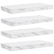 4 pz Scaffale da parete | Ripiano a parete | Mensola a parete Marmo Bianco 50 x 23,5 x 4 cm
