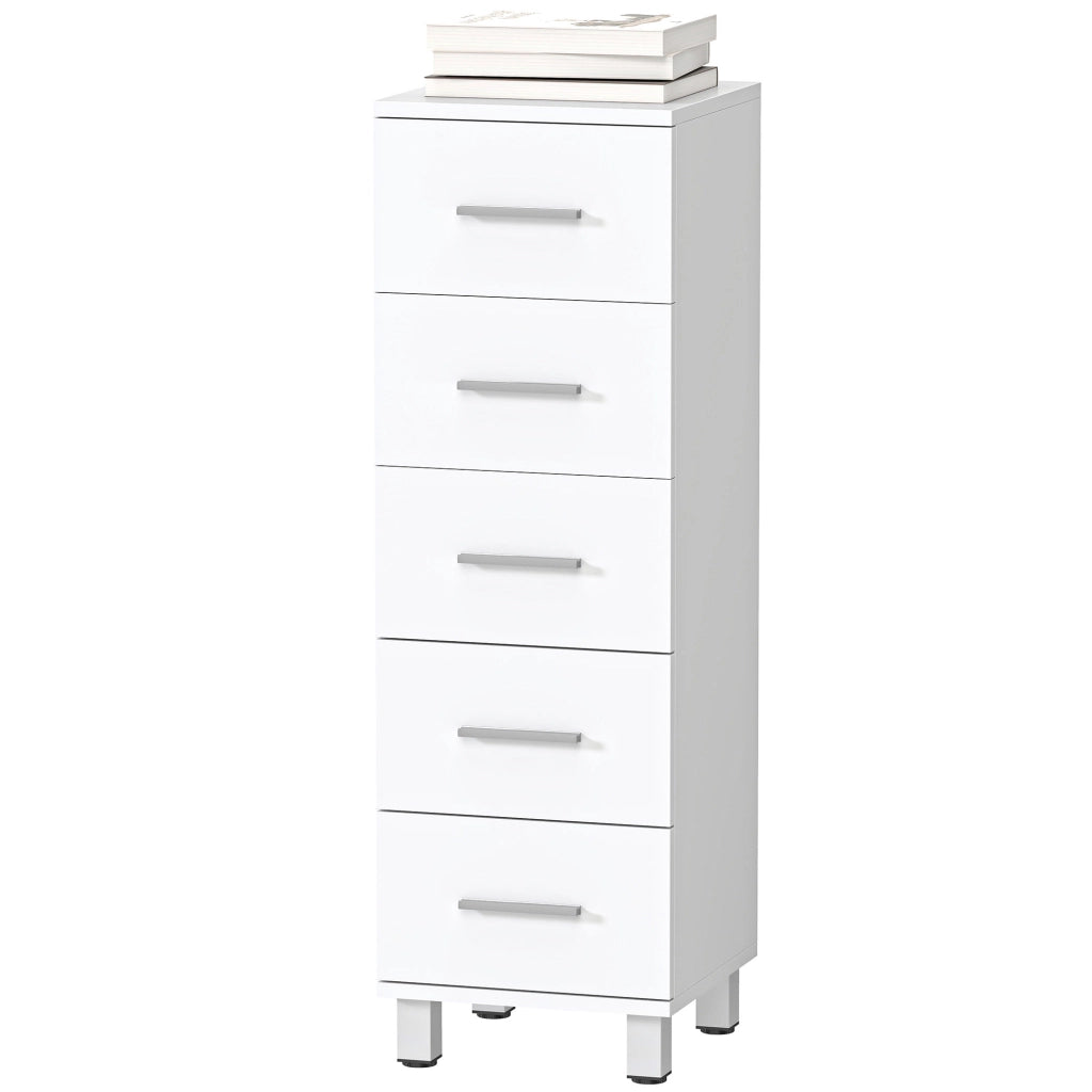 Cassettiera a 5 Cassetti in Legno ¨C Zephmum ¨C Bianco 30x30x95 cm