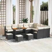 Set Divano da Giardino con cuscino 13 pcs Nero e Crema