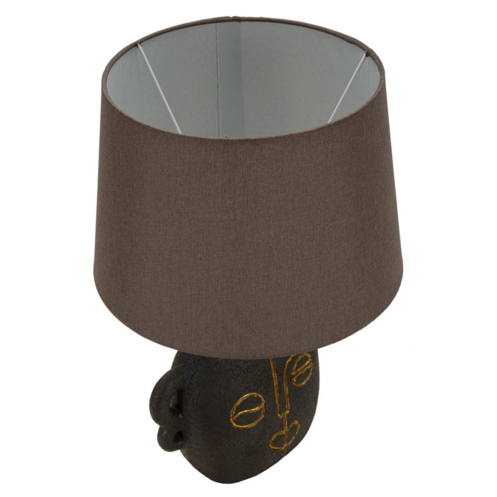 Lampada da Tavolo VKH162, Marrone, Poliresina, 30,5x30,5x46 cm