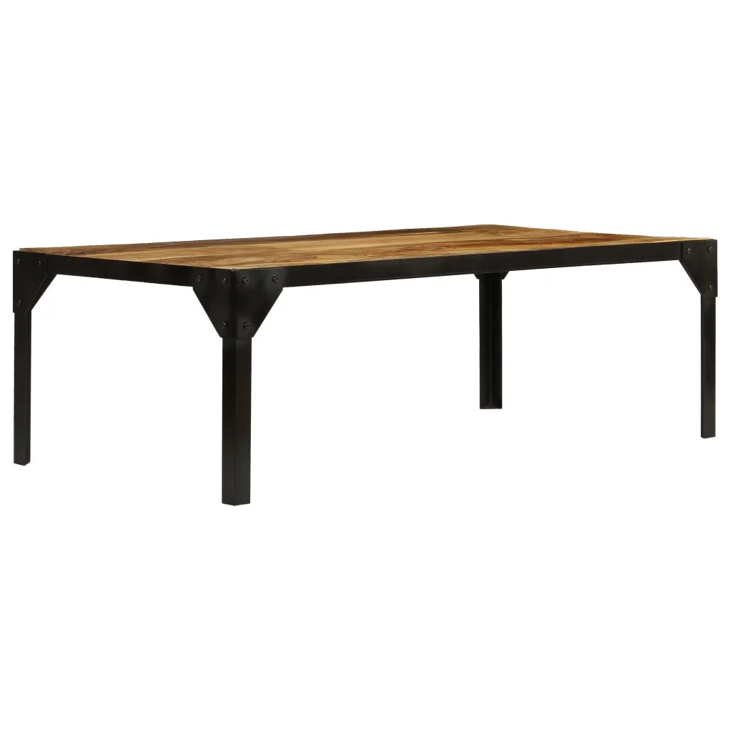Tavolino da CaffÃ¨ in Legno Massello di Mango e Acciaio 110 cm cod mxl 16229