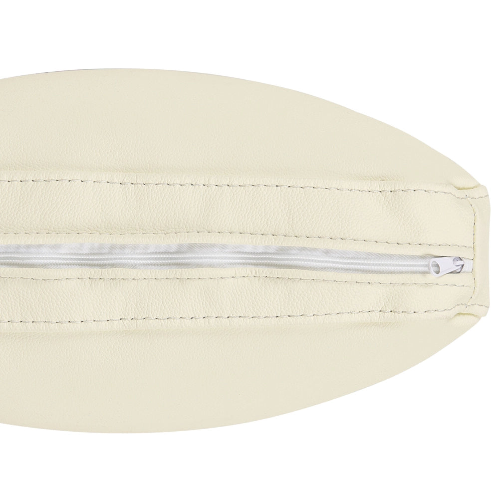 Divano ad angolo rivestito in pelle beige con orientamento a versione destra a forma di L ottomana