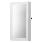 Mobiletto portagioie da parete mobiletto portaoggetti con specchio a figura intera e serratura 37 x 10,5 x 67 cm grande capacità bianco 12_0003936
