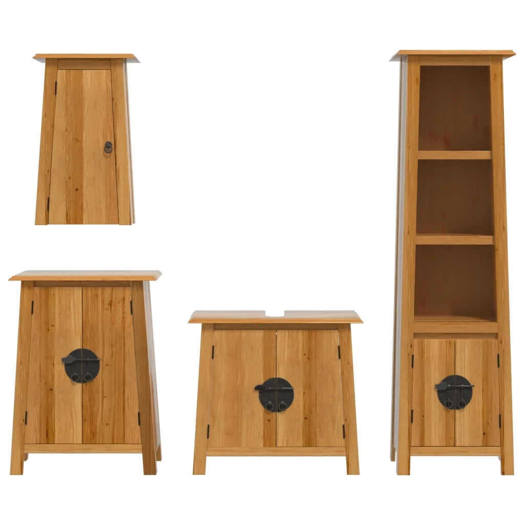 Set Mobili da Bagno 4 pz in Legno Massello di Pino 3223454