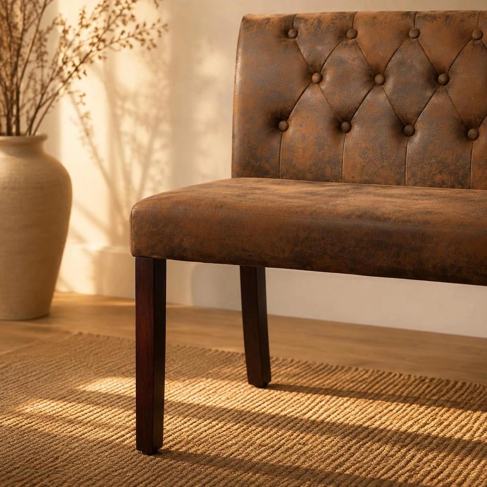 Bench Seat 148.5 Cm Brown Suede Look