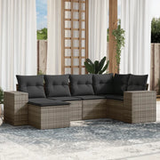 Set Divano da Giardino 6 pz con Cuscini Grigio in Polyrattan 3255197