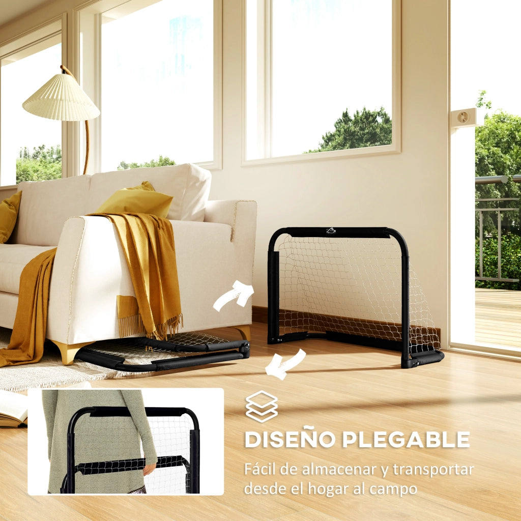 Set di 2 Porte da Calcio Pieghevoli per Esterno ¨C zephmum ¨C Nero 90x36x60 cm