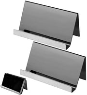 Sostegno per Carte da Visita in Acciaio Inossidabile - 2 Pezzi - Sostegno da Scrivania - Ufficio/Casa - 9 x 5 x 4,5 cm - Finitura Elevata - Sostegno per Carte da Visita