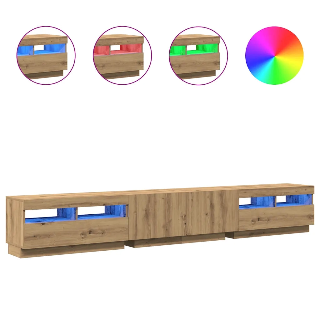 Mobile Porta TV con LED Artigianale 260x35x40 cm Multistrato 3329168