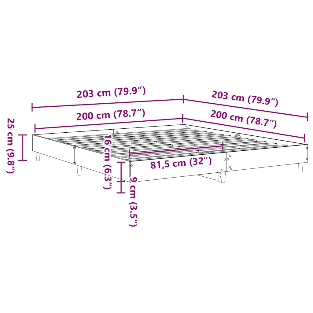 Giroletto senza Materasso Nero 200x200 cm in Legno Multistrato 3328700
