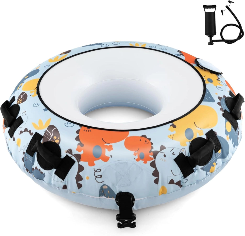 Slittino da Neve Gonfiabile con Copertura Premium in Poliestere Oxford, Slitta Gonfiabile con Materiale Resistente al Freddo, Maniglie Robuste e Pompa Manuale per Bambini e Adulti