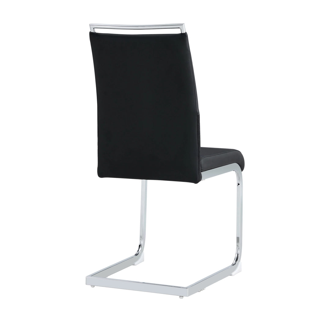 Sedia da pranzo con schienale ergonomico e piedini protettivi in similpelle e lino nero