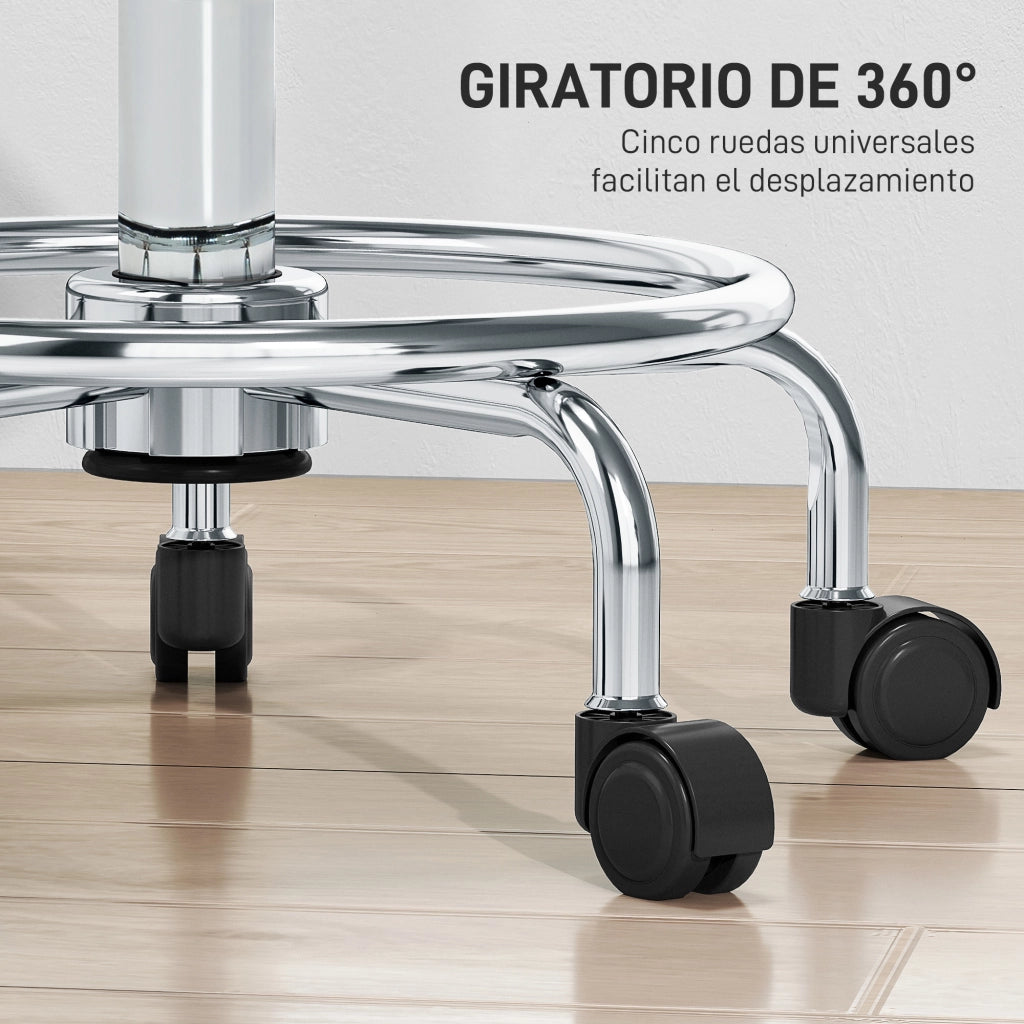 Sgabello Girevole Regolabile ¨C Xylo ¨C Seduta Imbottita con Ruote Grigio 34x34x50-66cm