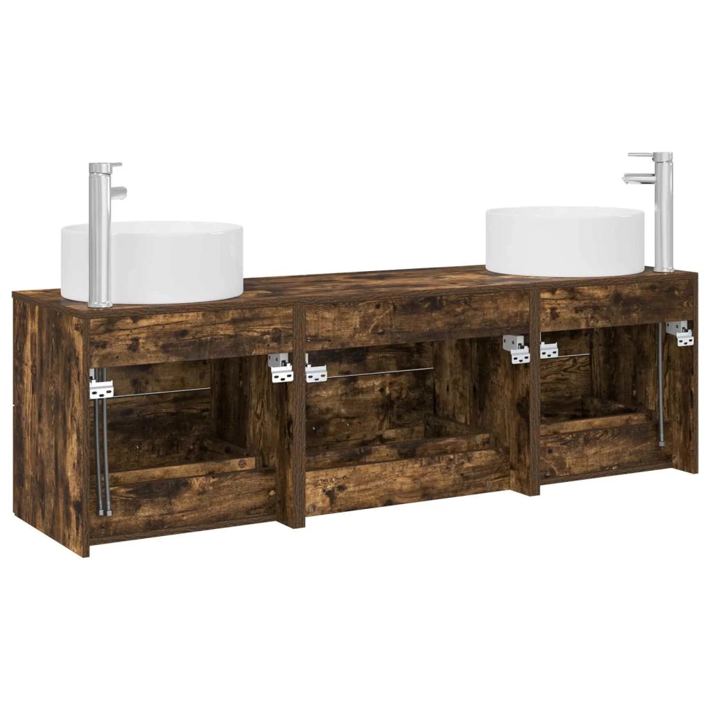 Set di mobili per il bagno 3 pz Rovere Fumo 3405943