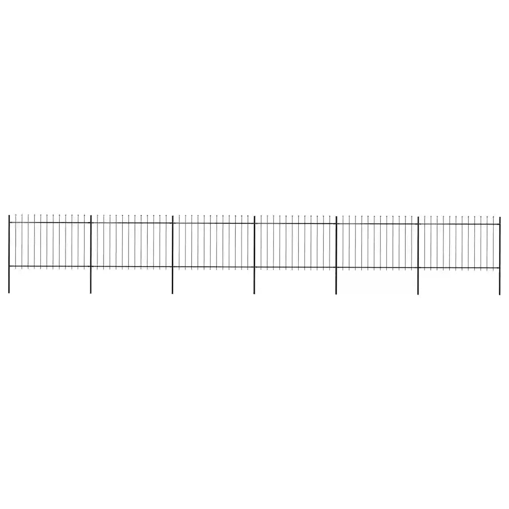Recinzione da Giardino con Punta a Lancia in Acciaio 1005x120 cm Nero 277625