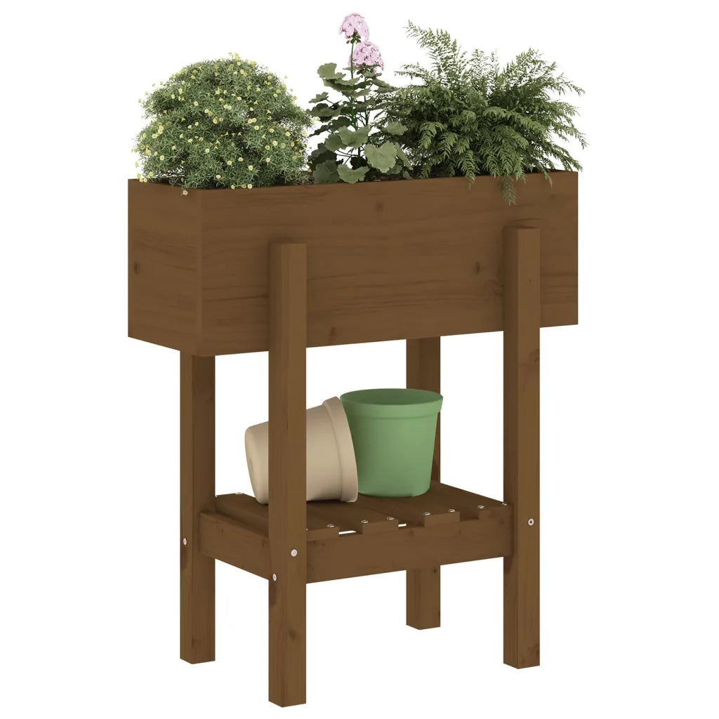 Fioriera | Cassetta per fiori | Vaso da Giardino Ambra 62x30x69 cm Legno Massello di Pino