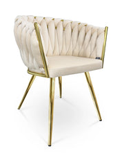 Poltrona in velluto beige, sedia imbottita da pranzo – Elise - SDPL11ELPD