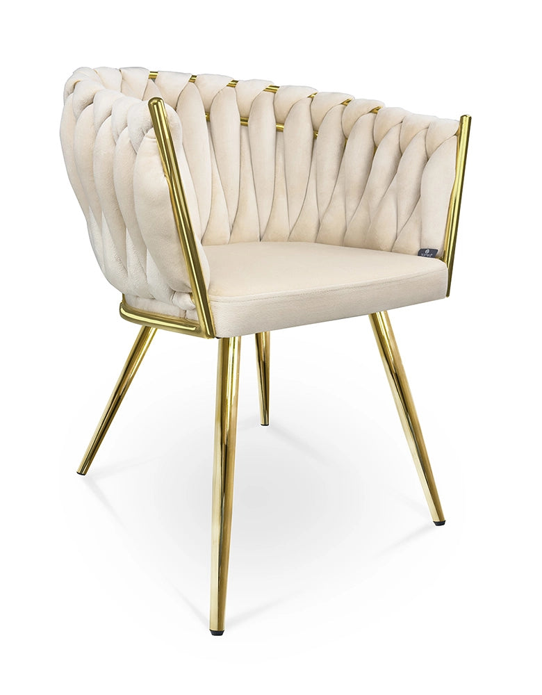 Poltrona in velluto beige, sedia imbottita da pranzo – Elise - SDPL11ELPD