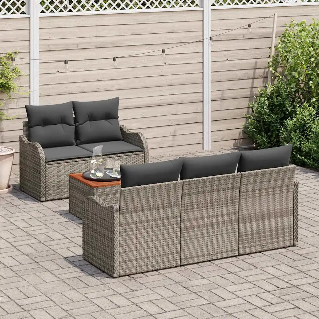 Set Divano da Giardino 6 pcs Grigio polyrattan 3356060