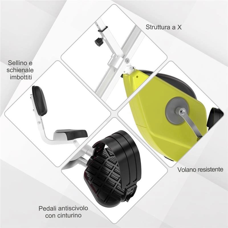 CYCLETTE MAGNETICA PIEGHEVOLE CON ALTEZZA E INTENSITÀ REGOLABILE GIALLA